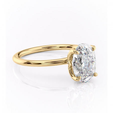 Ovală - Inel de logodnă Zephyra din aur Galben 18kt cu moissanite tăietură ovală – Solitar rafinată pentru profil înalt | Personalizează și configurează gratuit online