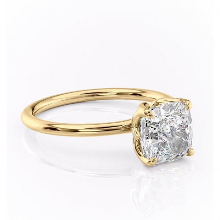 Pernă - Inel de logodnă Zephyra din aur Galben 18kt cu moissanite tăietură pernă – Solitar rafinată pentru profil înalt | Personalizează și configurează gratuit online