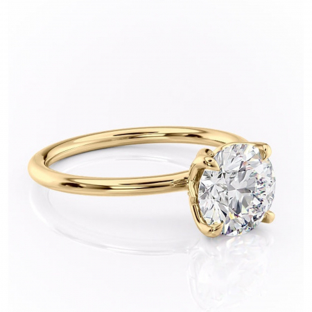 Aur galben - Inel de logodnă Zephyra din aur Galben 14kt cu moissanite tăietură rotundă – Solitar rafinată pentru profil înalt | Personalizează și configurează gratuit online
