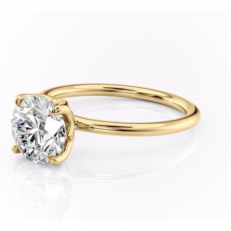 Inel de logodnă Zephyra din aur Galben 14kt cu moissanite tăietură rotundă – Solitar rafinată pentru profil înalt | Personalizează și configurează gratuit online [6]