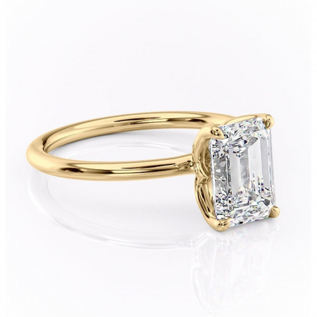 Smarald - Inel de logodnă Zephyra din aur Galben 18kt cu moissanite tăietură smarald – Solitar rafinată pentru profil înalt | Personalizează și configurează gratuit online