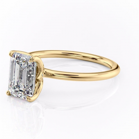 Inel de logodnă Zephyra din aur Galben 14kt cu moissanite tăietură smarald – Solitar rafinată pentru profil înalt | Personalizează și configurează gratuit online [6]