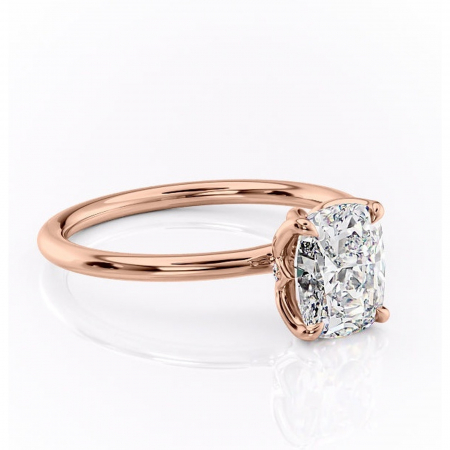 Pernă alungită - Inel de logodnă Zephyra din aur Rose 14kt cu moissanite tăietură asscher – Solitar rafinată pentru profil înalt | Personalizează și configurează gratuit online