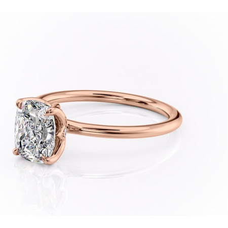 Inel de logodnă Zephyra din aur Rose 14kt cu moissanite tăietură asscher – Solitar rafinată pentru profil înalt | Personalizează și configurează gratuit online [6]