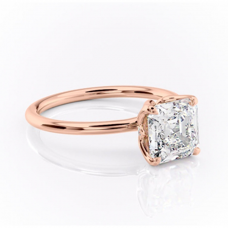 Asscher - Inel de logodnă Zephyra din aur Rose 18kt cu moissanite tăietură asscher – Solitar rafinată pentru profil înalt | Personalizează și configurează gratuit online