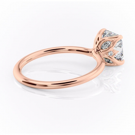 Inel de logodnă Zephyra din aur Rose 18kt cu moissanite tăietură asscher – Solitar rafinată pentru profil înalt | Personalizează și configurează gratuit online [2]