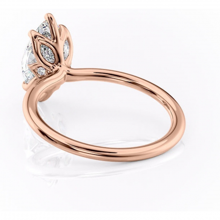 Inel de logodnă Zephyra din aur Rose 14kt cu moissanite tăietură marquise – Solitar rafinată pentru profil înalt | Personalizează și configurează gratuit online [3]