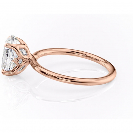 Inel de logodnă Zephyra din aur Rose 14kt cu moissanite tăietură ovală – Solitar rafinată pentru profil înalt | Personalizează și configurează gratuit online [5]