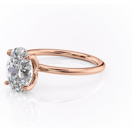 Inel de logodnă Zephyra din aur Rose 14kt cu moissanite tăietură ovală – Solitar rafinată pentru profil înalt | Personalizează și configurează gratuit online [6]