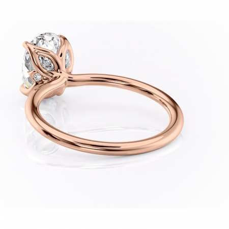 Inel de logodnă Zephyra din aur Rose 14kt cu moissanite tăietură ovală – Solitar rafinată pentru profil înalt | Personalizează și configurează gratuit online [3]