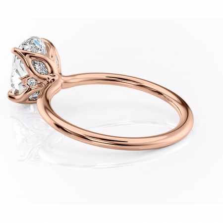 Inel de logodnă Zephyra din aur Rose 14kt cu moissanite tăietură ovală – Solitar rafinată pentru profil înalt | Personalizează și configurează gratuit online [4]