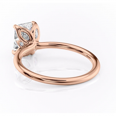 Inel de logodnă Zephyra din aur Rose 14kt cu moissanite tăietură radiantă – Solitar rafinată pentru profil înalt | Personalizează și configurează gratuit online [3]