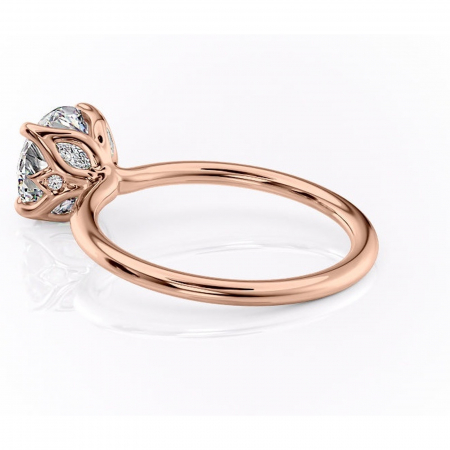 Inel de logodnă Zephyra din aur Rose 14kt cu moissanite tăietură rotundă – Solitar rafinată pentru profil înalt | Personalizează și configurează gratuit online [4]