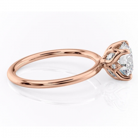 Inel de logodnă Zephyra din aur Rose 14kt cu moissanite tăietură rotundă – Solitar rafinată pentru profil înalt | Personalizează și configurează gratuit online [1]