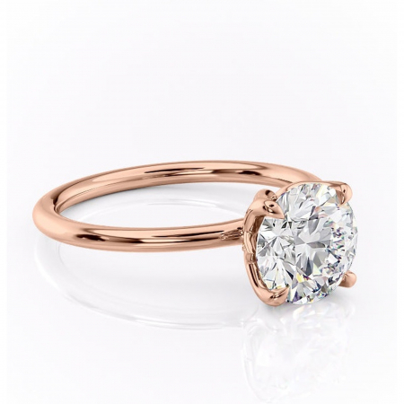 Aur roz - Inel de logodnă Zephyra din aur Rose 14kt cu moissanite tăietură rotundă – Solitar rafinată pentru profil înalt | Personalizează și configurează gratuit online