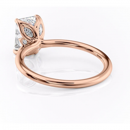 Inel de logodnă Zephyra din aur Rose 14kt cu moissanite tăietură smarald – Solitar rafinată pentru profil înalt | Personalizează și configurează gratuit online [3]