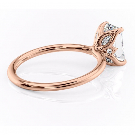 Inel de logodnă Zephyra din aur Rose 14kt cu moissanite tăietură smarald – Solitar rafinată pentru profil înalt | Personalizează și configurează gratuit online [2]