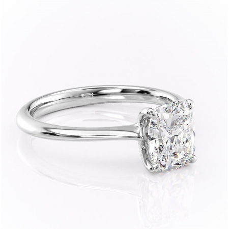 Pernă alungită - Inel de logodnă Zirena din aur Alb 14kt cu moissanite tăietură asscher – Solitar rafinată pentru profil jos | Personalizează și configurează gratuit online