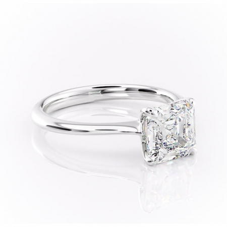 Asscher - Inel de logodnă Zirena din aur Alb 14kt cu moissanite tăietură asscher – Solitar rafinată pentru profil jos | Personalizează și configurează gratuit online