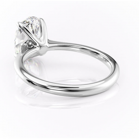 Inel de logodnă Zirena din aur Alb 14kt cu moissanite tăietură ovală – Solitar rafinată pentru profil jos | Personalizează și configurează gratuit online [3]