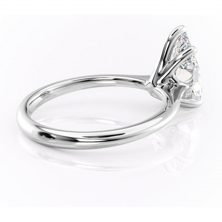 Inel de logodnă Zirena din aur Alb 14kt cu moissanite tăietură pară – Solitar rafinată pentru profil jos | Personalizează și configurează gratuit online [2]