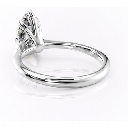 Inel de logodnă Zirena din aur Alb 14kt cu moissanite tăietură pară – Solitar rafinată pentru profil jos | Personalizează și configurează gratuit online [3]