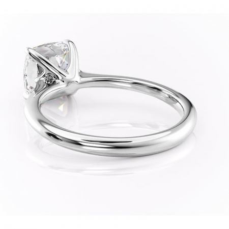 Inel de logodnă Zirena din aur Alb 14kt cu moissanite tăietură pernă – Solitar rafinată pentru profil jos | Personalizează și configurează gratuit online [3]