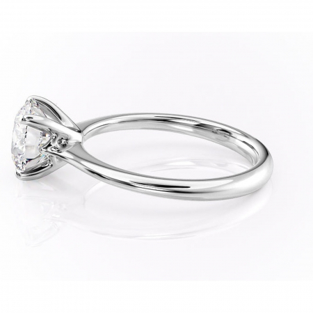 Inel de logodnă Zirena din aur Alb 14kt cu moissanite tăietură rotundă – Solitar rafinată pentru profil jos | Personalizează și configurează gratuit online [5]