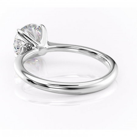 Inel de logodnă Zirena din aur Alb 14kt cu moissanite tăietură rotundă – Solitar rafinată pentru profil jos | Personalizează și configurează gratuit online [3]