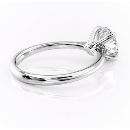 Inel de logodnă Zirena din aur Alb 14kt cu moissanite tăietură rotundă – Solitar rafinată pentru profil jos | Personalizează și configurează gratuit online [2]
