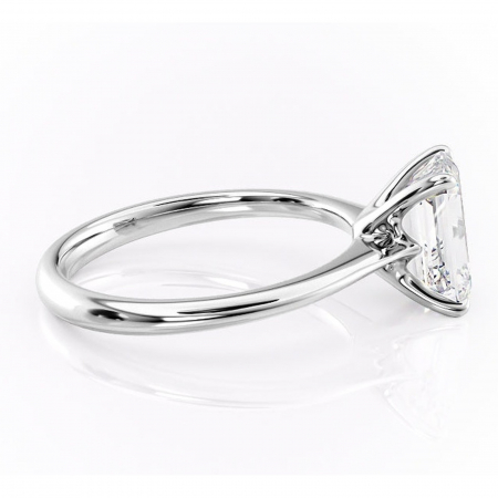 Inel de logodnă Zirena din aur Alb 14kt cu moissanite tăietură smarald – Solitar rafinată pentru profil jos | Personalizează și configurează gratuit online [1]