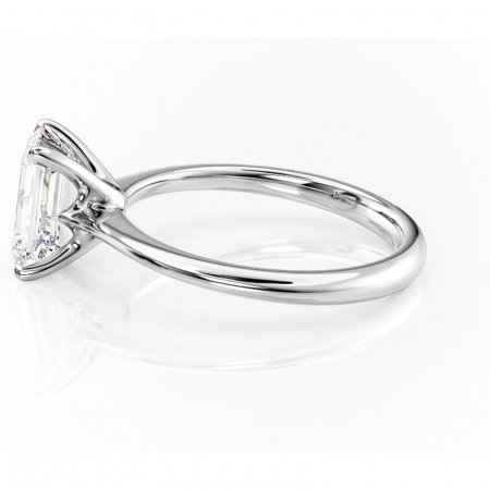 Inel de logodnă Zirena din aur Alb 14kt cu moissanite tăietură smarald – Solitar rafinată pentru profil jos | Personalizează și configurează gratuit online [5]