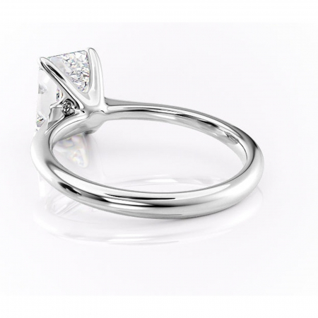 Inel de logodnă Zirena din aur Alb 14kt cu moissanite tăietură smarald – Solitar rafinată pentru profil jos | Personalizează și configurează gratuit online [3]