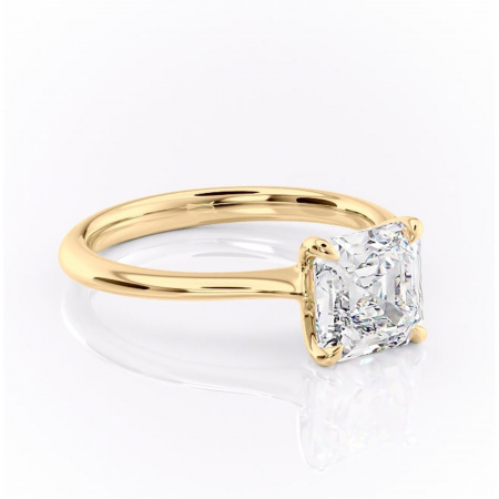 Asscher - Inel de logodnă Zirena din aur Galben 18kt cu moissanite tăietură asscher – Solitar rafinată pentru profil jos | Personalizează și configurează gratuit online