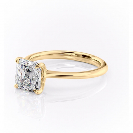 Inel de logodnă Zirena din aur Galben 14kt cu moissanite tăietură asscher – Solitar rafinată pentru profil jos | Personalizează și configurează gratuit online [6]