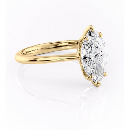 Marquise - Inel de logodnă Zirena din aur Galben 18kt cu moissanite tăietură marquise – Solitar rafinată pentru profil jos | Personalizează și configurează gratuit online