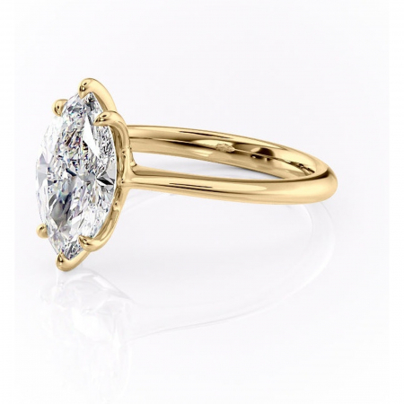 Inel de logodnă Zirena din aur Galben 14kt cu moissanite tăietură marquise – Solitar rafinată pentru profil jos | Personalizează și configurează gratuit online [6]