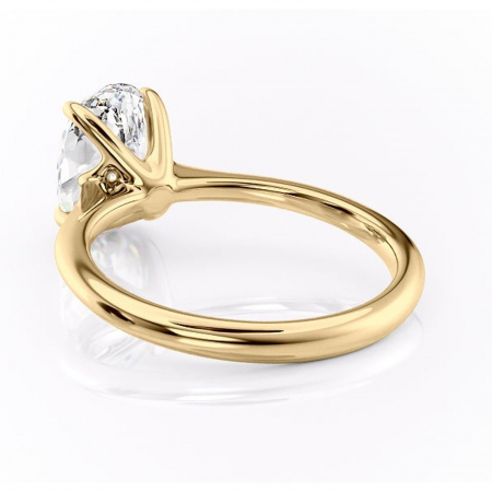 Inel de logodnă Zirena din aur Galben 18kt cu moissanite tăietură ovală – Solitar rafinată pentru profil jos | Personalizează și configurează gratuit online [3]