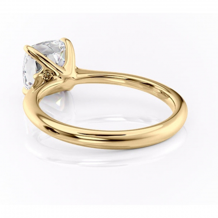 Inel de logodnă Zirena din aur Galben 14kt cu moissanite tăietură pernă – Solitar rafinată pentru profil jos | Personalizează și configurează gratuit online [3]