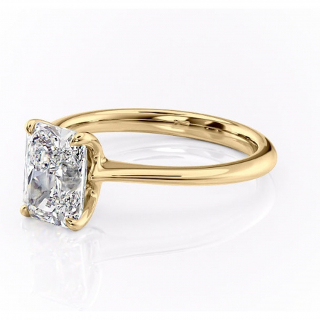 Inel de logodnă Zirena din aur Galben 14kt cu moissanite tăietură radiantă – Solitar rafinată pentru profil jos | Personalizează și configurează gratuit online [6]