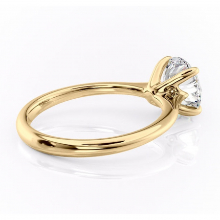 Inel de logodnă Zirena din aur Galben 14kt cu moissanite tăietură rotundă – Solitar rafinată pentru profil jos | Personalizează și configurează gratuit online [2]