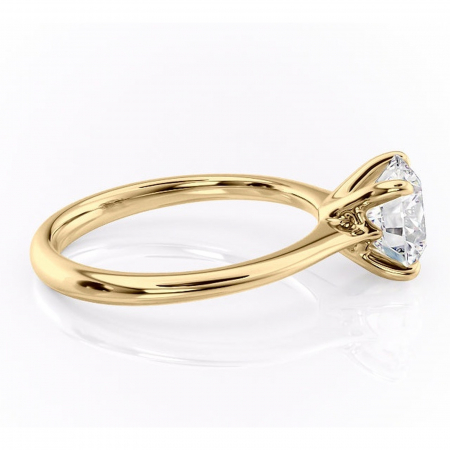 Inel de logodnă Zirena din aur Galben 14kt cu moissanite tăietură rotundă – Solitar rafinată pentru profil jos | Personalizează și configurează gratuit online [1]