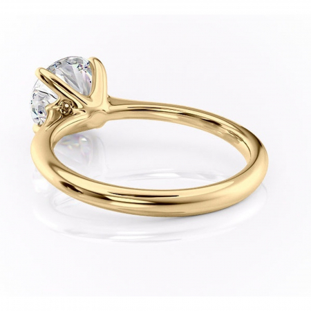 Inel de logodnă Zirena din aur Galben 14kt cu moissanite tăietură rotundă – Solitar rafinată pentru profil jos | Personalizează și configurează gratuit online [3]