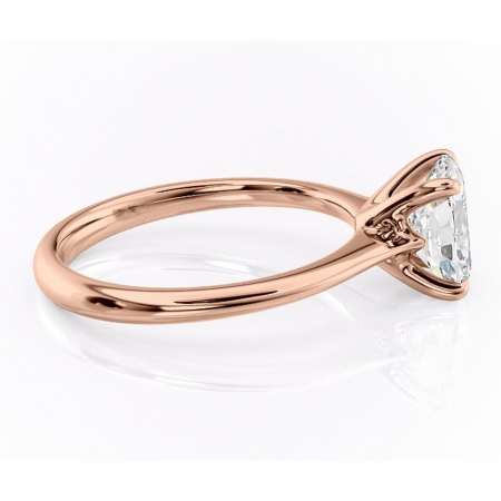 Inel de logodnă Zirena din aur Rose 14kt cu moissanite tăietură asscher – Solitar rafinată pentru profil jos | Personalizează și configurează gratuit online [1]