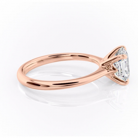 Inel de logodnă Zirena din aur Rose 18kt cu moissanite tăietură asscher – Solitar rafinată pentru profil jos | Personalizează și configurează gratuit online [1]