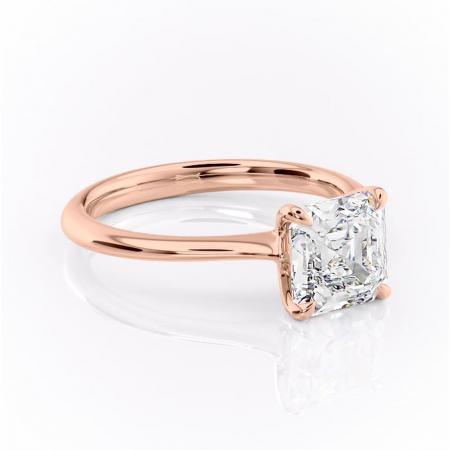Asscher - Inel de logodnă Zirena din aur Rose 18kt cu moissanite tăietură asscher – Solitar rafinată pentru profil jos | Personalizează și configurează gratuit online