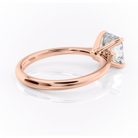 Inel de logodnă Zirena din aur Rose 18kt cu moissanite tăietură asscher – Solitar rafinată pentru profil jos | Personalizează și configurează gratuit online [2]