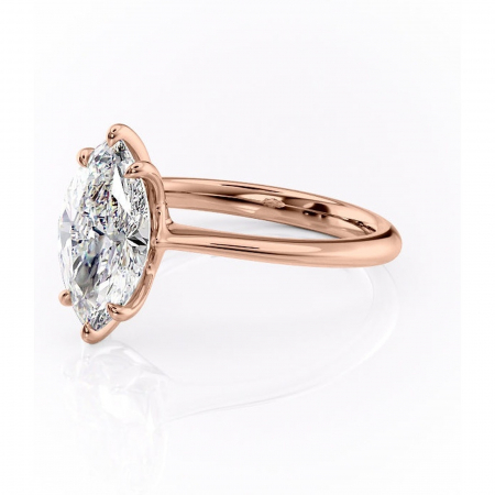 Inel de logodnă Zirena din aur Rose 18kt cu moissanite tăietură marquise – Solitar rafinată pentru profil jos | Personalizează și configurează gratuit online [6]