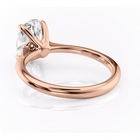 Inel de logodnă Zirena din aur Rose 14kt cu moissanite tăietură ovală – Solitar rafinată pentru profil jos | Personalizează și configurează gratuit online [3]
