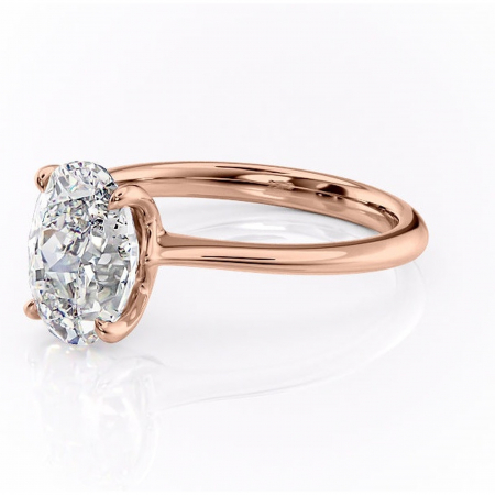 Inel de logodnă Zirena din aur Rose 14kt cu moissanite tăietură ovală – Solitar rafinată pentru profil jos | Personalizează și configurează gratuit online [6]